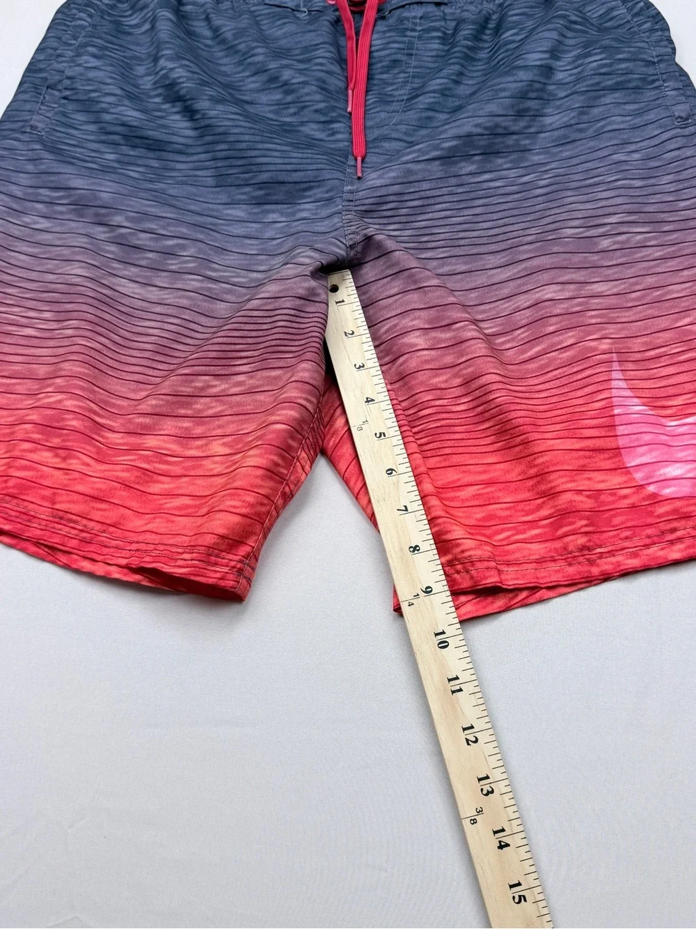 Nike Gradient Gray to Red Swim Trunks with Drawstring